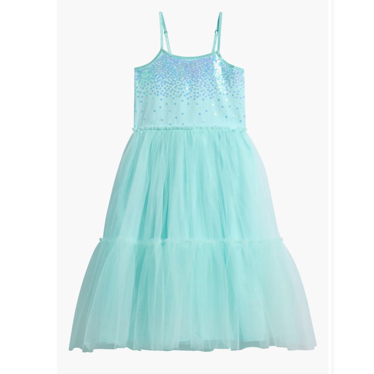 Girls Sequin Tiered Jersey & Tulle Party Dress | Shopify MINT / 6 Girls Sequin Tiered Jersey & Tulle Party Dress | Shopify MINT / 6