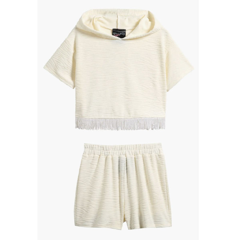 Tween Fringe Trim Hoodie & Shorts Cover-Up