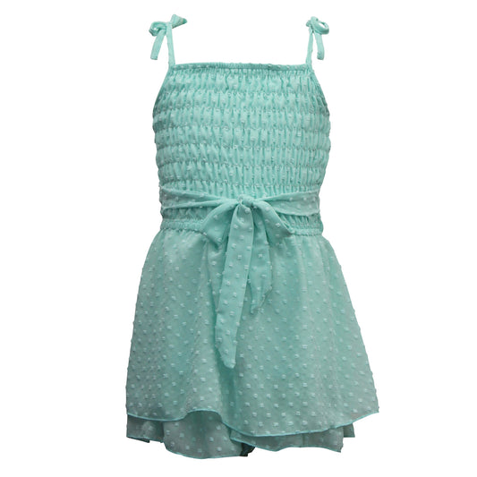 Girls Smocked Clip Dot Romper