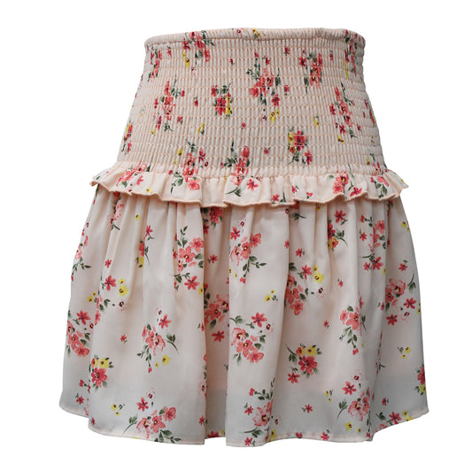 Floral Smocked Waist Printed Skirt
