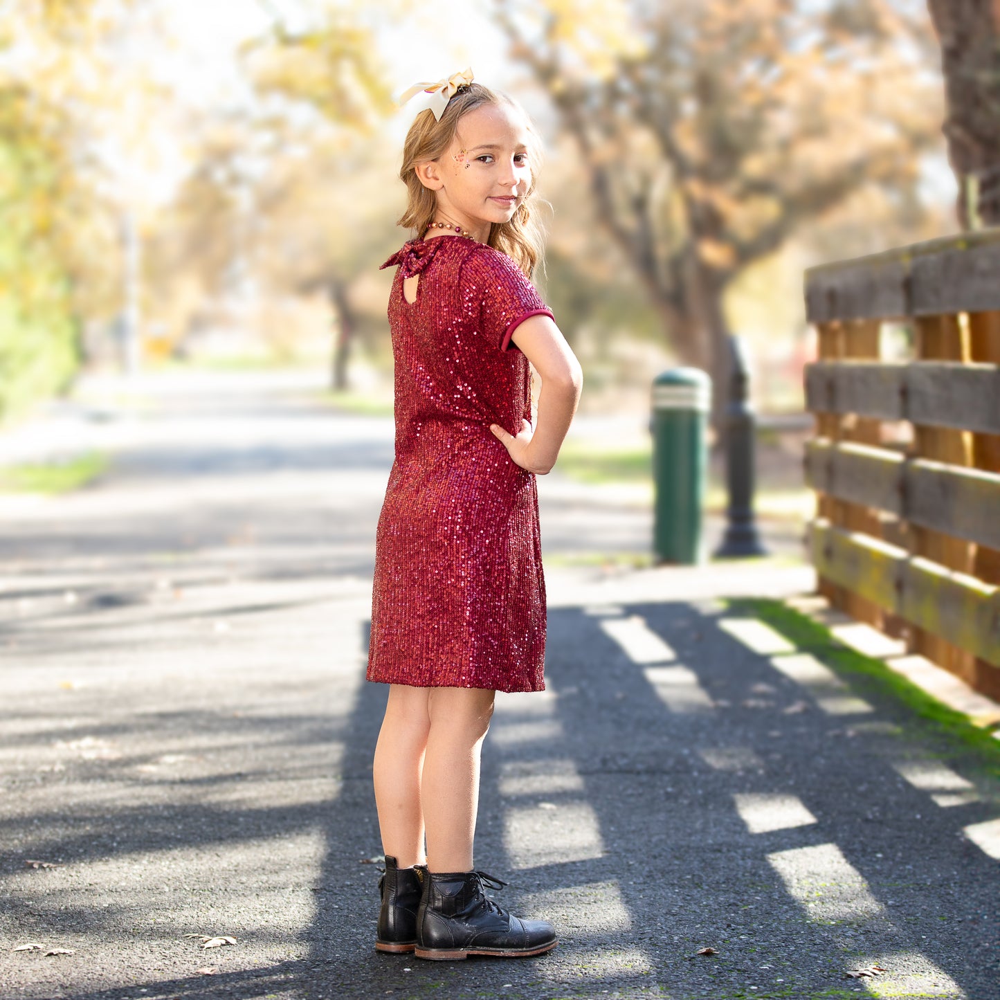 Tween Sequin T-Shirt Bow Back Dress