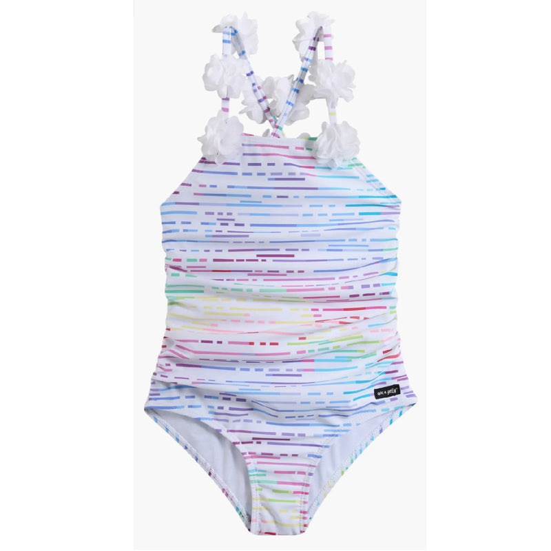 Girls 1Pc with Flower Trim