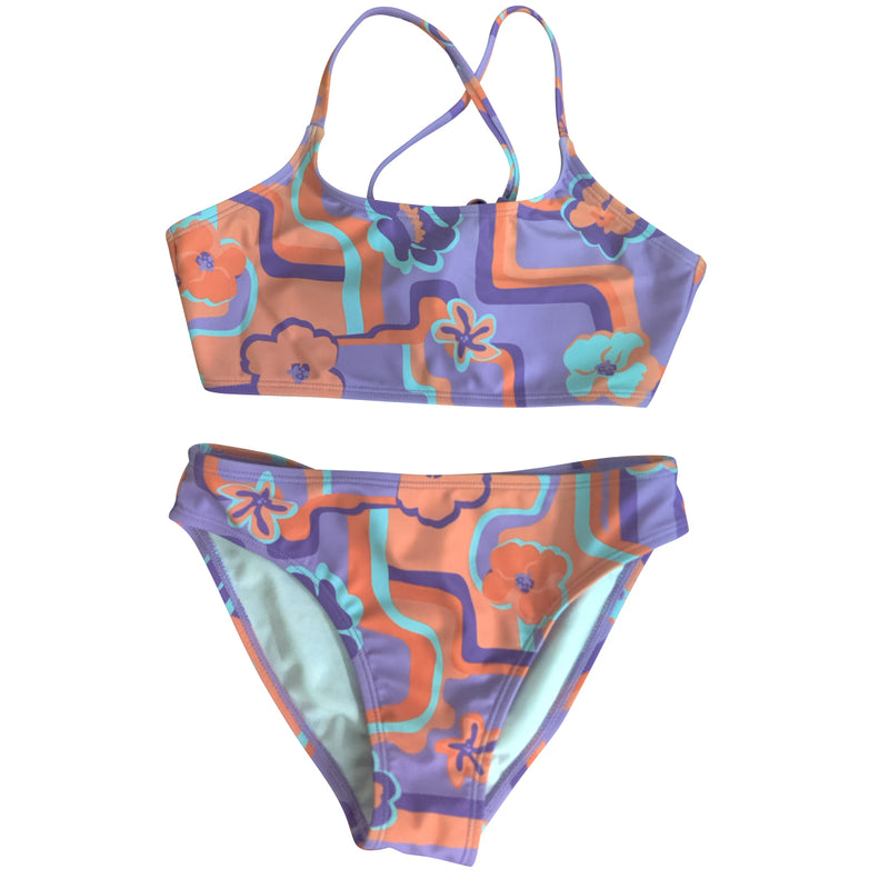 Tween Geo Floral Spaghetti Bikini