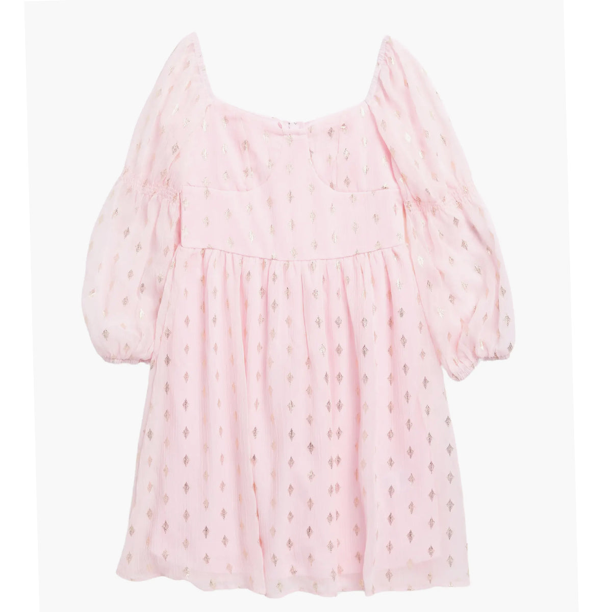 chiffon babydoll dress Ava & Yelly Chiffon Gold Foil Babydoll Dress - Pink