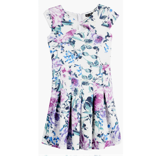 Tween Printed Scuba Twist Front Dress