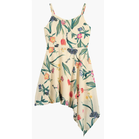 Tween Floral Asymmetric Party Dress