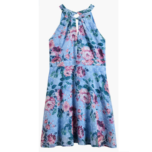 Tween Twist Front Floral Print Skater Dress