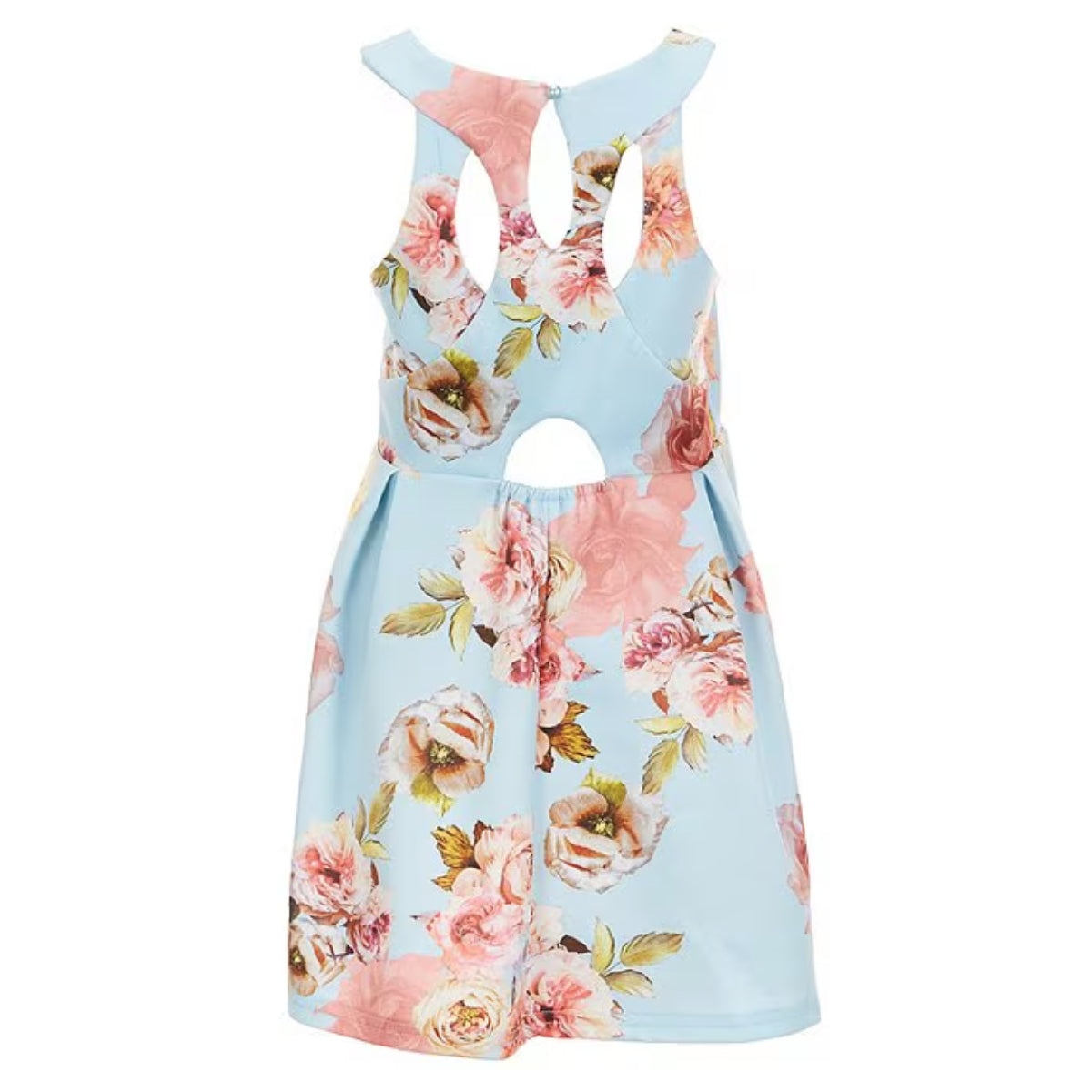Tween Sleeveless Floral-Printed Pleated Fit-And-Flare Dress