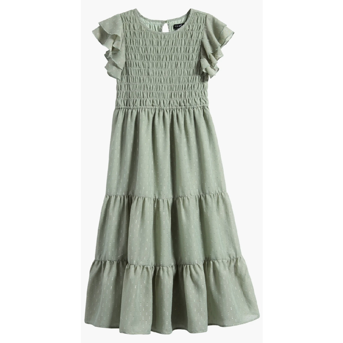 Tween Smocked Bodice Clip Dot Chiffon Party Dress