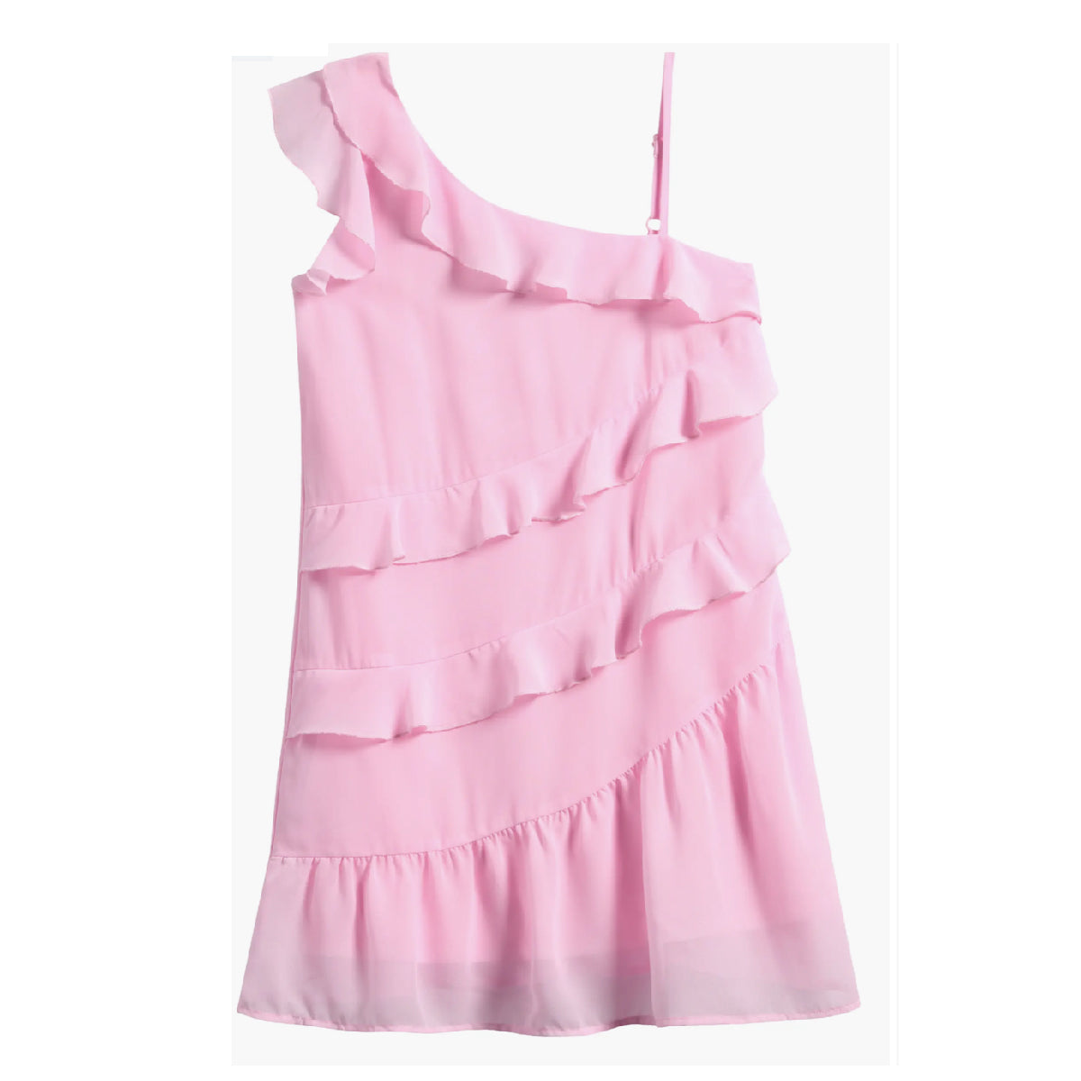 zara pink frill dress Tween One-Shoulder Ruffle Dress – Ava and Yelly