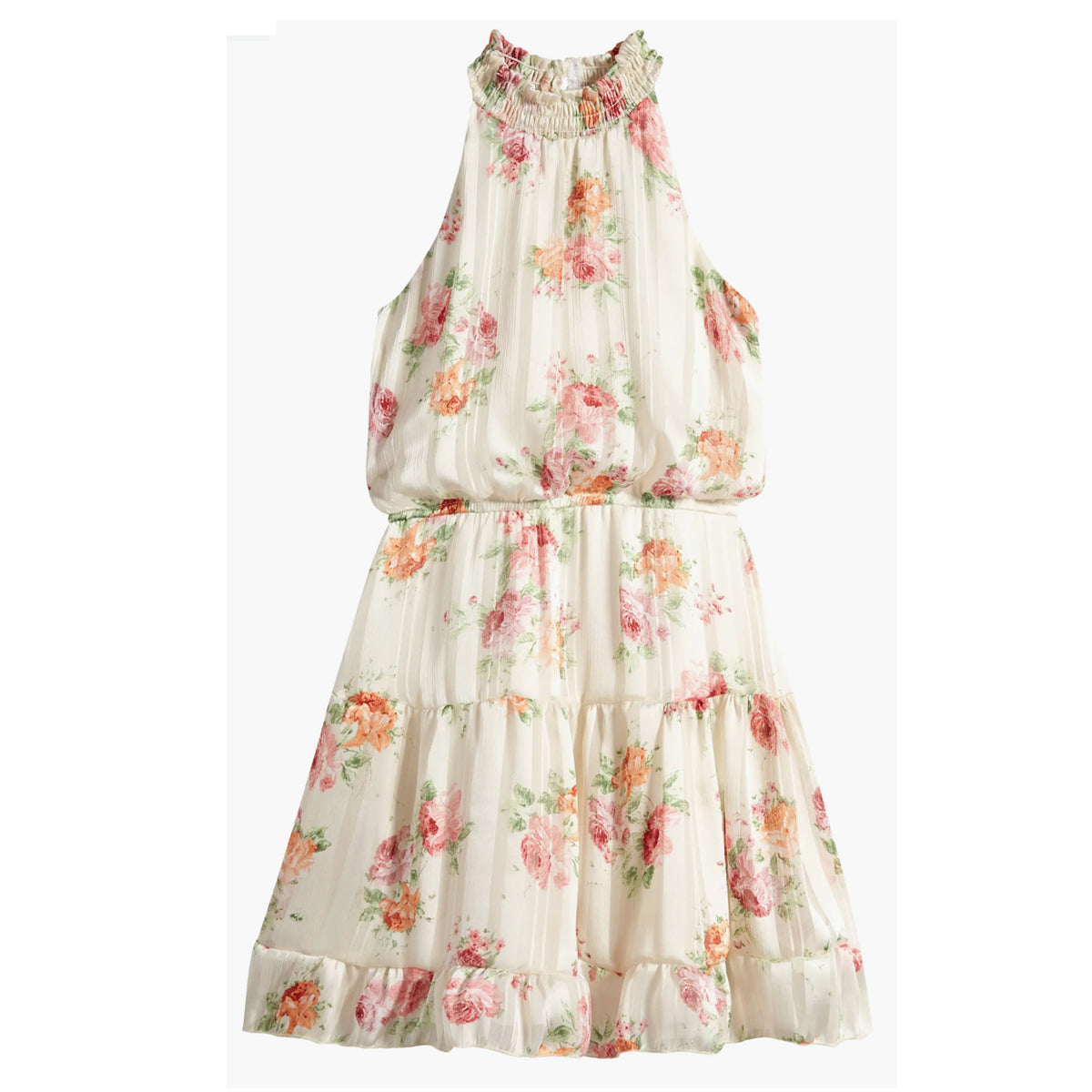 Ava & Yelly Crinkle Chiffon Tiered Dress - Big Girl - White - 16 Ava & Yelly Crinkle Chiffon Tiered Dress - Big Girl - White - 16