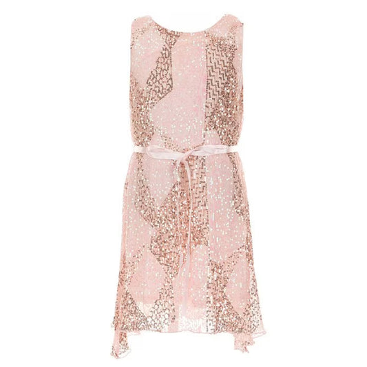 Tween Sleeveless Sequin-Embellished Pattern Asymmetrical-Hem