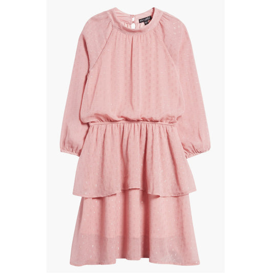 Tween Mock Neck Iridescent Clip Dot Dress