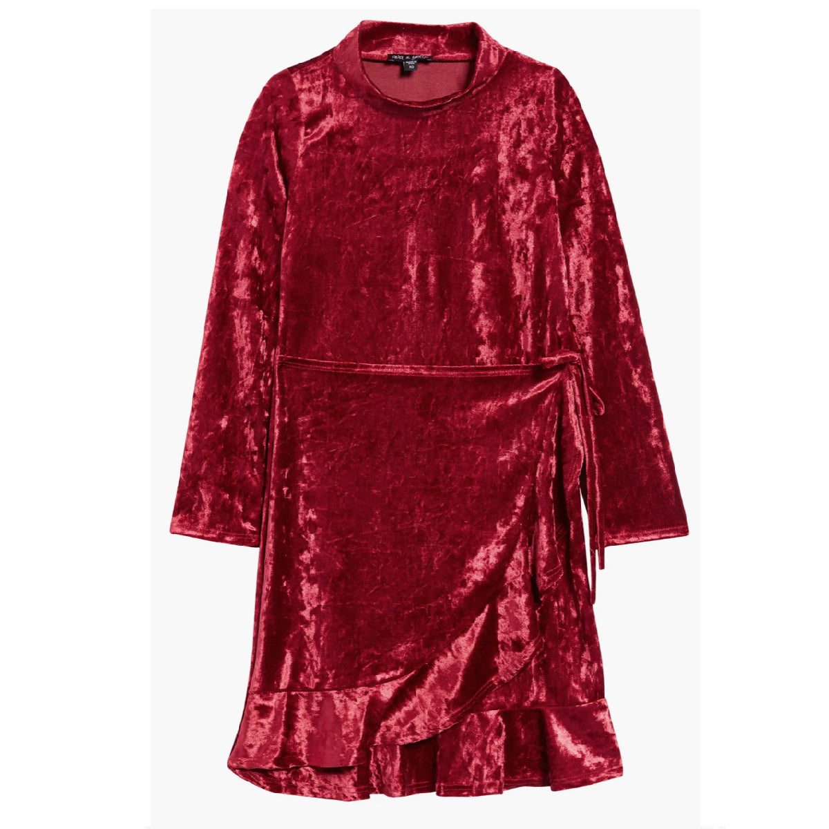 open lace back dress Tween Crushed Velvet Wrap Dress 12 / Red / Tweens