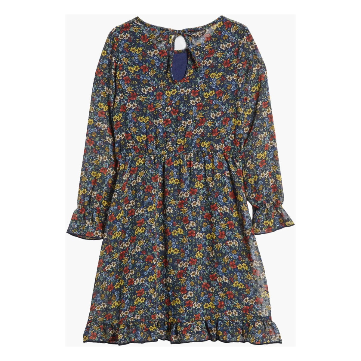 Tween Printed Crepe Ruffle Trim Dress