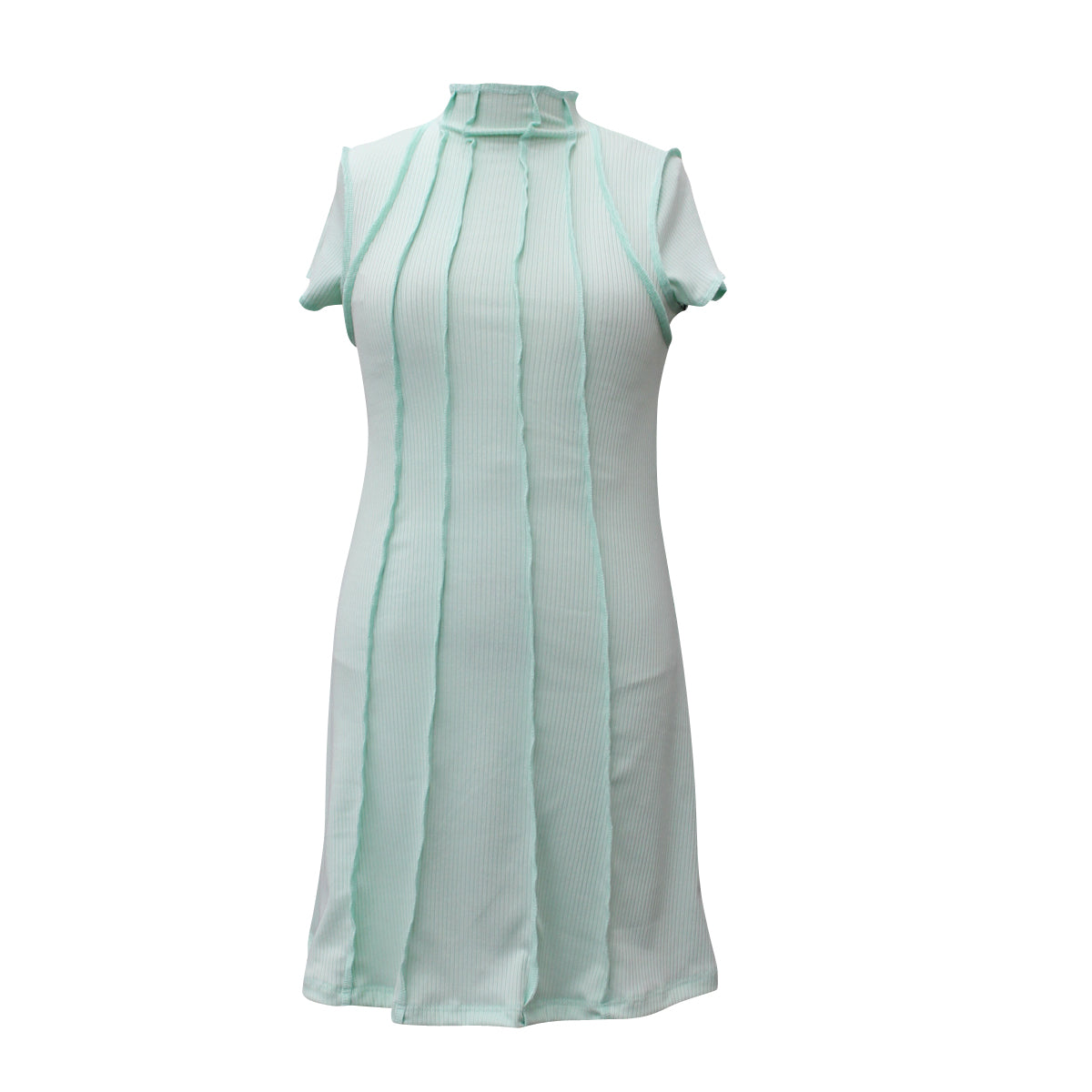 Tween Rib Mock Neck Dress w/Exposed Seams