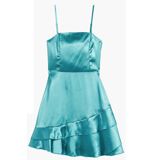 Tween Satin Baby Doll Dress Kelly Green