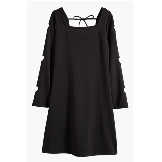 Tween Square Neck Laser Heart Sleeve Dress