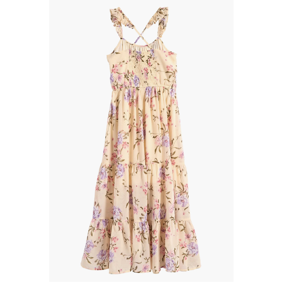 Tween Floral Ruffle Strap Maxi Dress