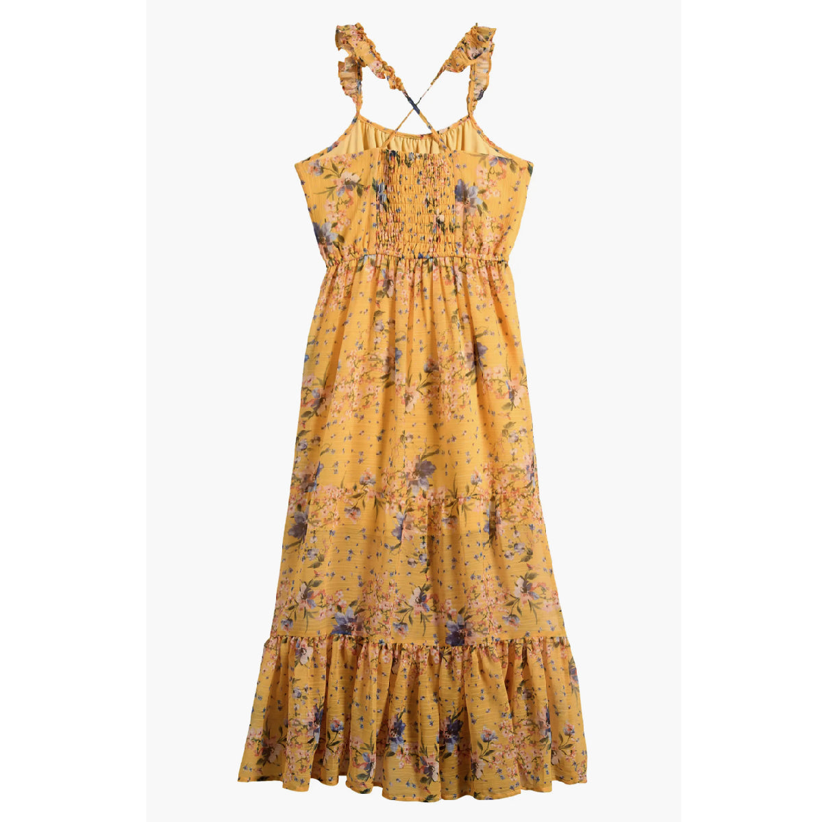 Tween Floral Ruffle Strap Maxi Dress