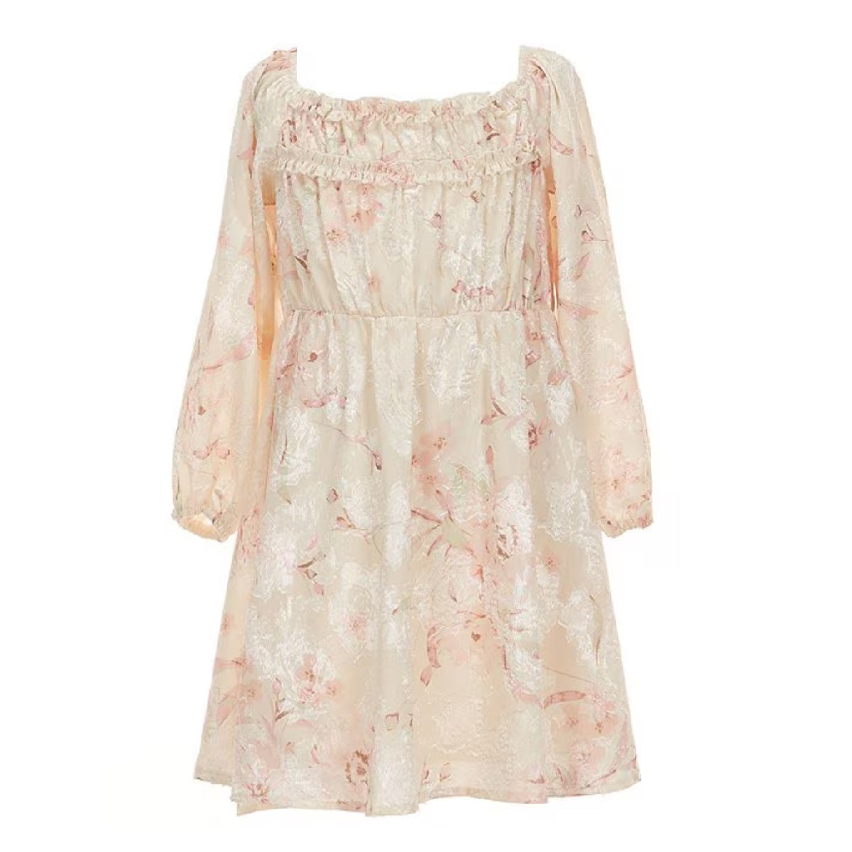 Tween Long-Sleeve Burnout Floral Dress
