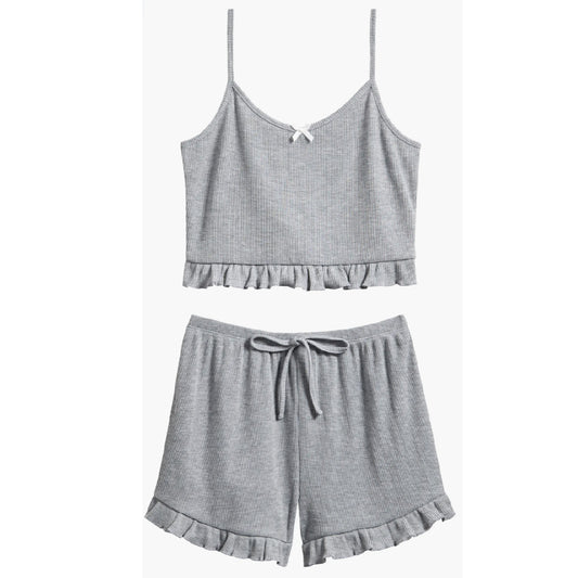 Tween Ruffle Rib Camisole & Shorts Pajamas