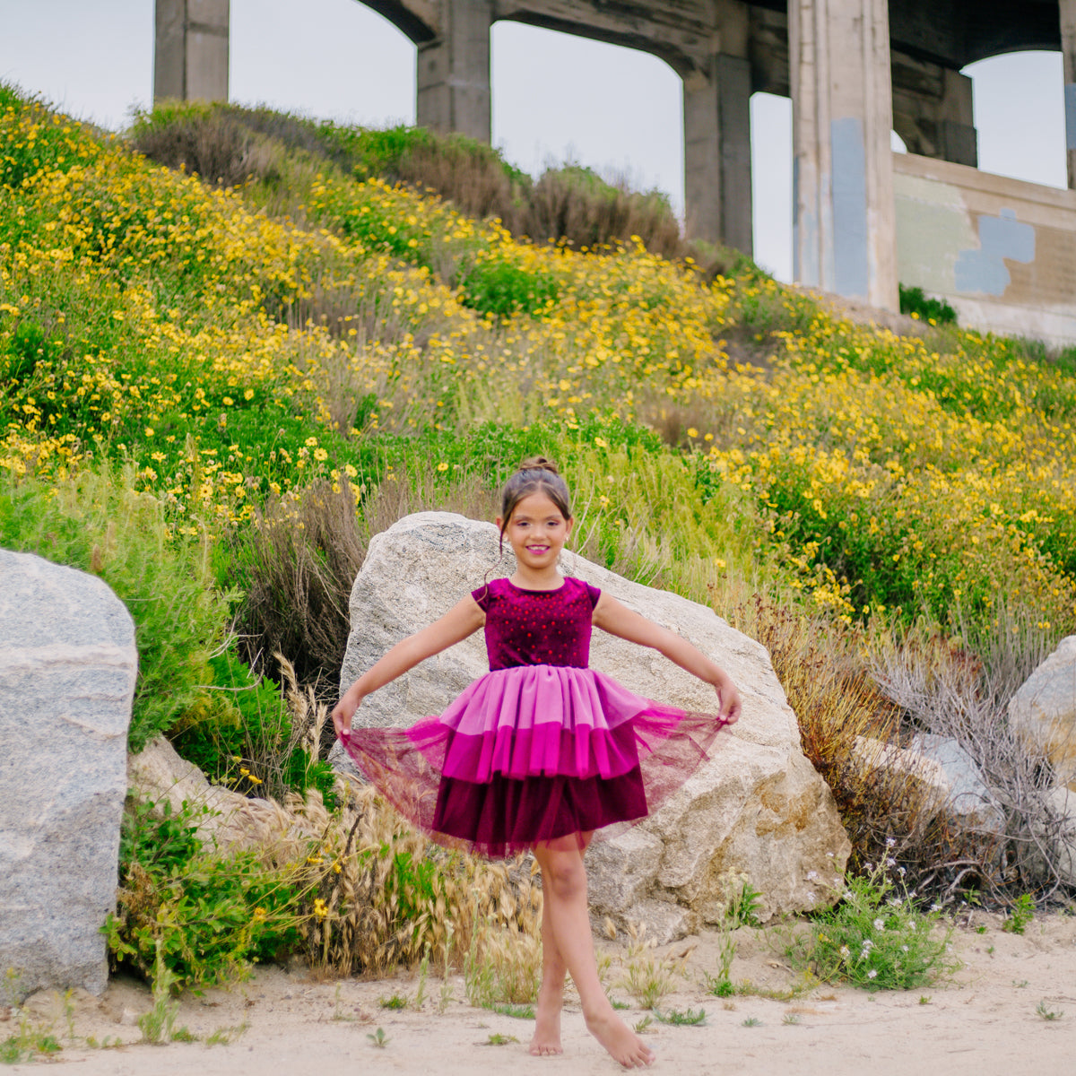 Girls Velvet to Cascade Dress