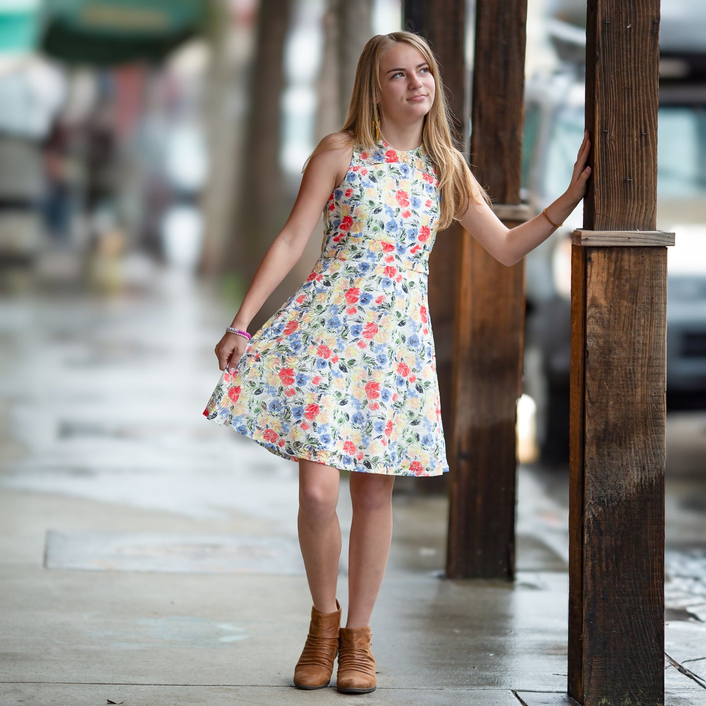 Tween Printed Lace Skater Dress