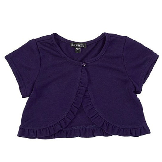 Girls Cap Sleeve Ruffle Cardigan