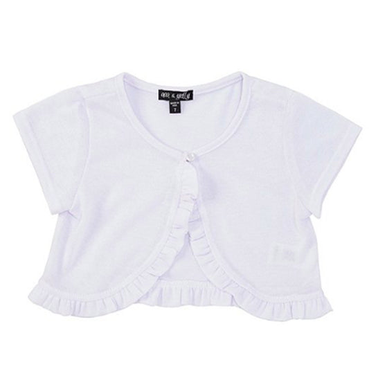 Girls Cap Sleeve Ruffle Cardigan