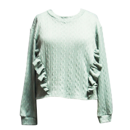 Girls Ruffle Cable Stitch Sweater