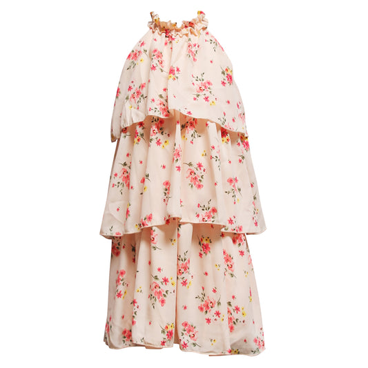 Girls Floral Tiered Halter Dress