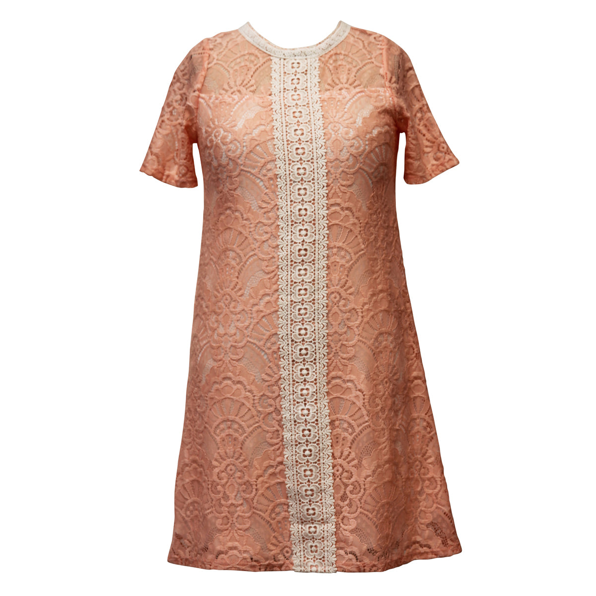 coral lace shift dress Orelisse | Coral Lace Square-Neck Mini Dress