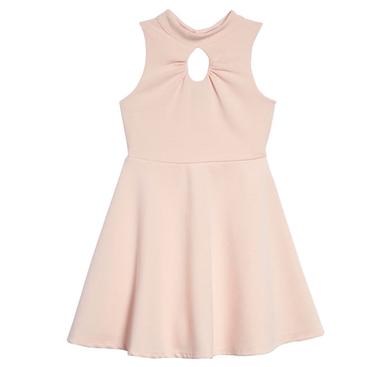 Tween Mock Neck Keyhole Ribbed Dress