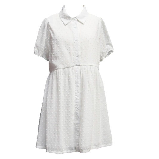 Tween Swiss Dot Collared Dress
