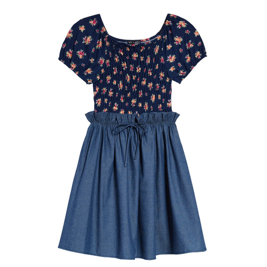 Tween Floral Smocked Bodice Dress