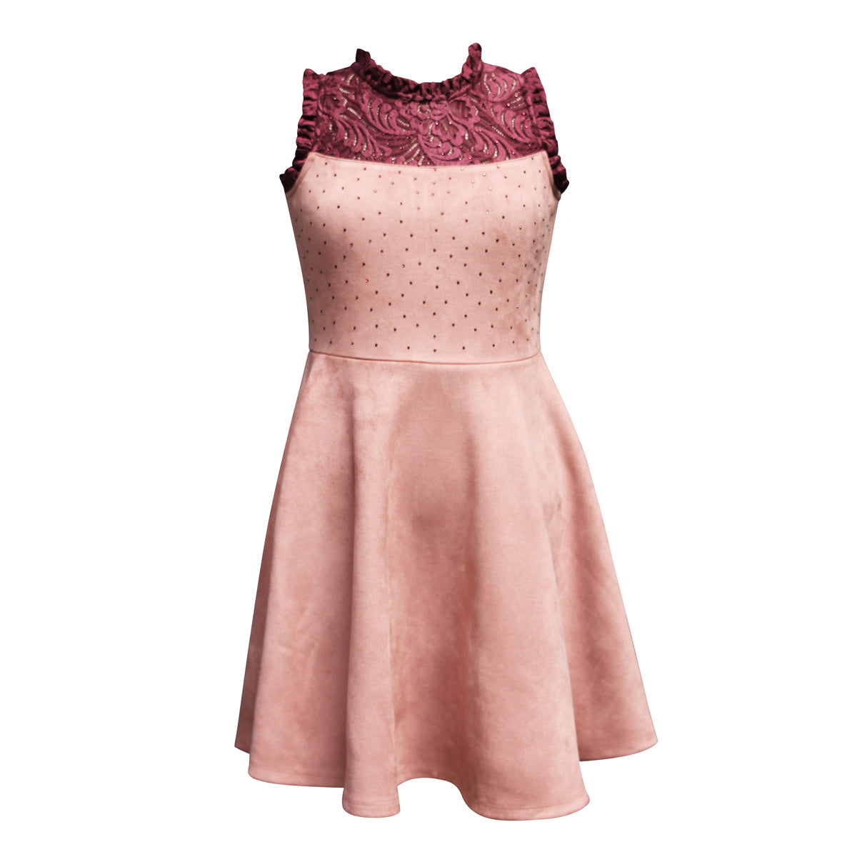Ava & Yelly Sleeveless Lace Skater Dress - Pink - 14 Ava & Yelly Sleeveless Lace Skater Dress - Pink - 14