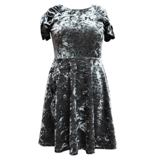 Tween Crushed Velvet Cinched Sleeve Dress