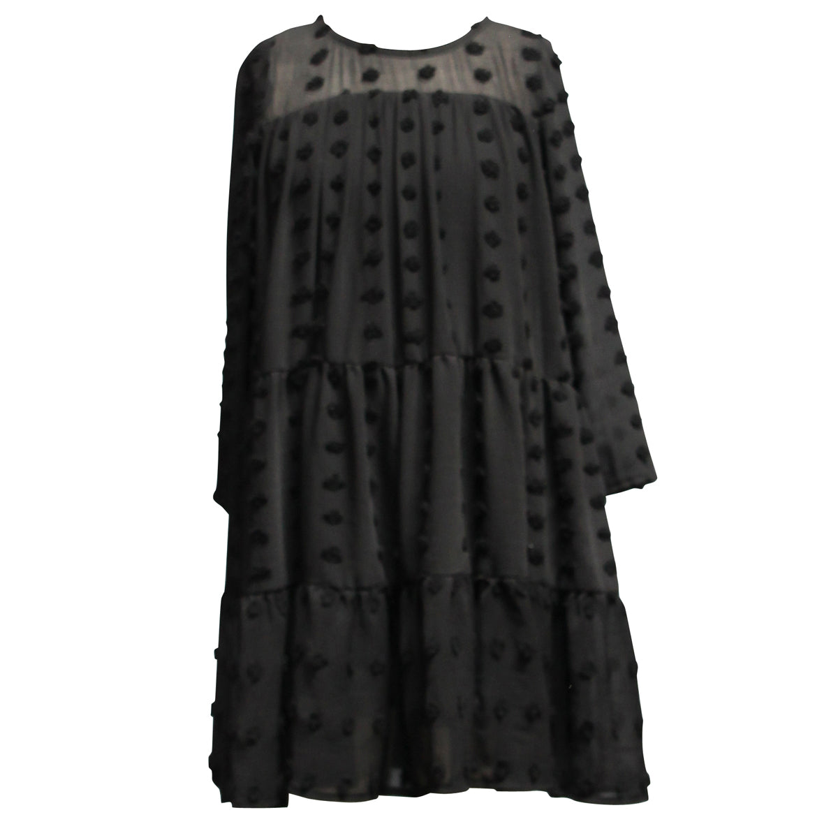 Ava & Yelly Clip Dot Long Sleeve Shift Dress - Big Girl - Black - 8 Ava & Yelly Clip Dot Long Sleeve Shift Dress - Big Girl - Black - 8