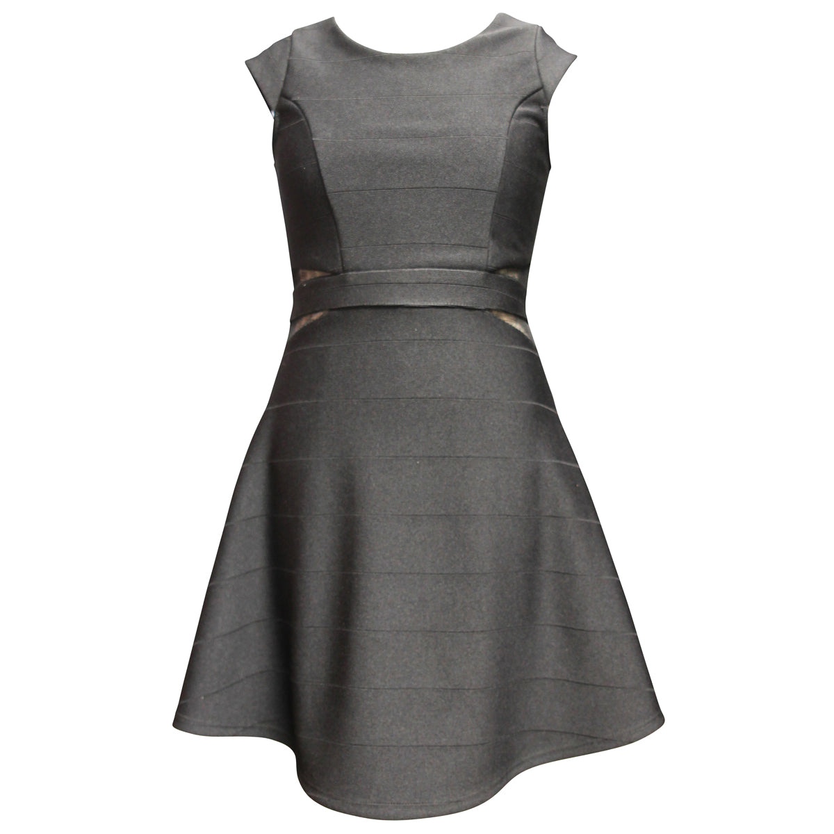 Ava & Yelly Mesh Insert Skater Dress - Black - 7 Ava & Yelly Mesh Insert Skater Dress - Black - 7