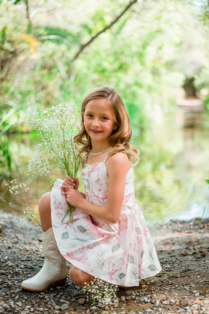 Tween Floral Print Sweetheart Neckline Spaghetti Strap Dress