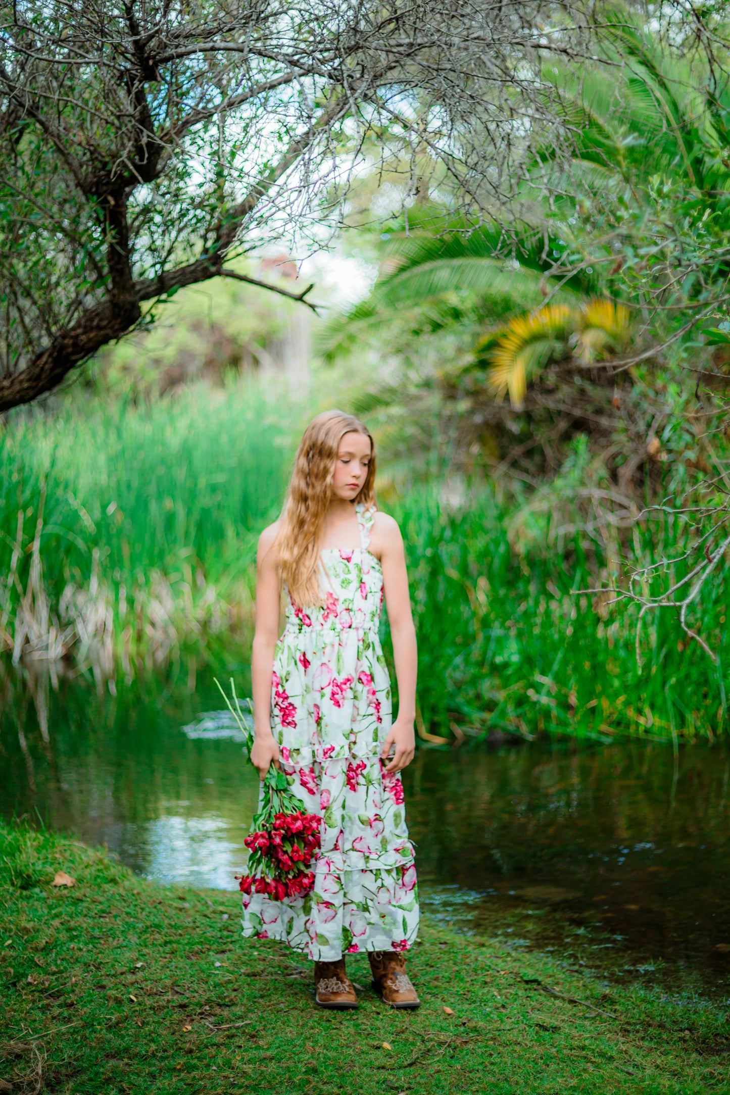Tween Printed Burnout Chiffon Maxi Sundress