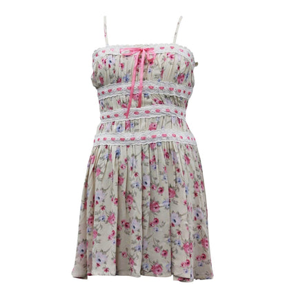 Tween Ditsy Floral Ribbon & Lace Trim Dress