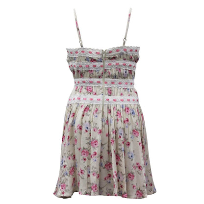 Tween Ditsy Floral Ribbon & Lace Trim Dress