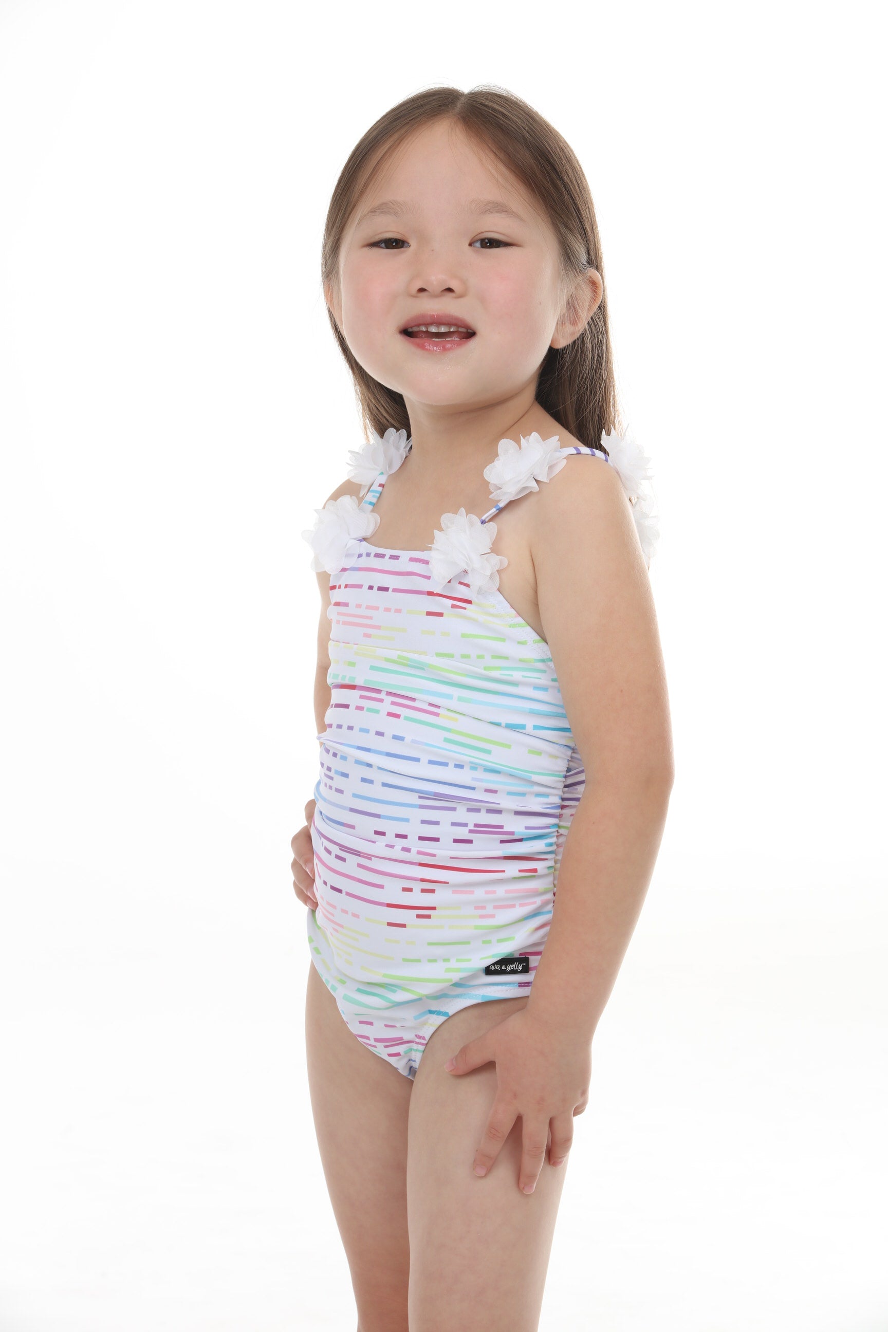 Girls 1Pc with Flower Trim