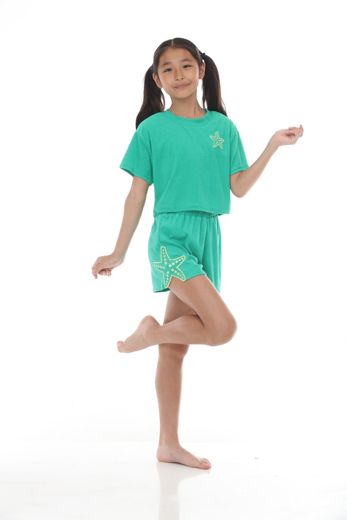 Tween Embroidered Cotton Blend Terry Cover-Up Top & Shorts Set