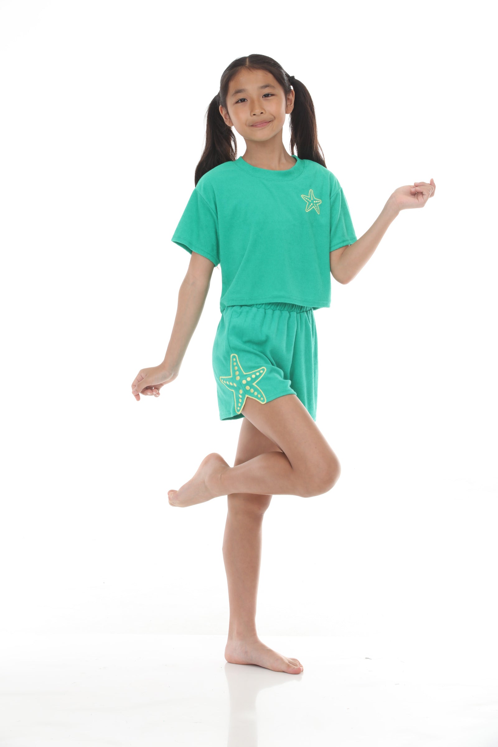 Tween Embroidered Cotton Blend Terry Cover-Up Top & Shorts Set