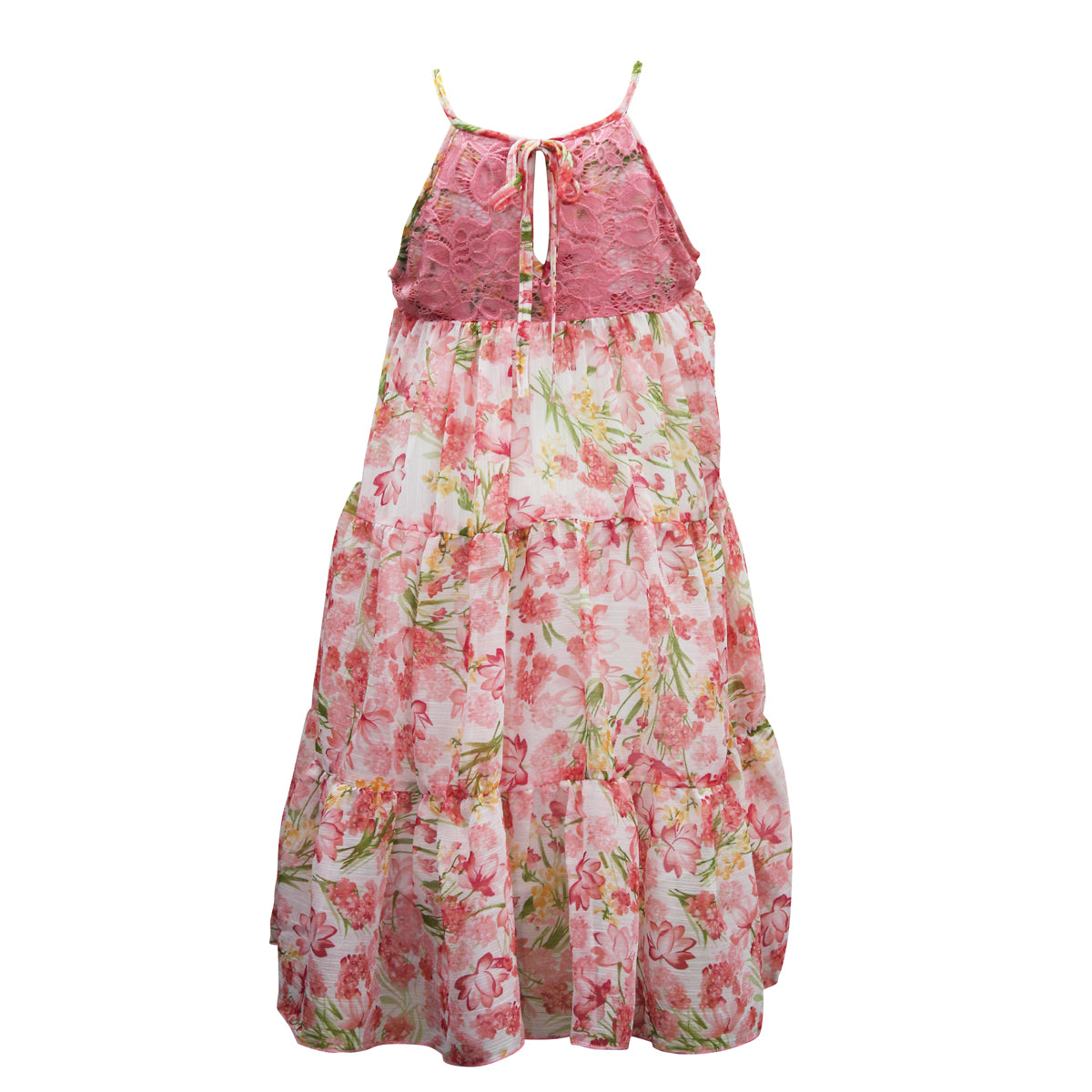 Girls Floral Chiffon Tiered Dress