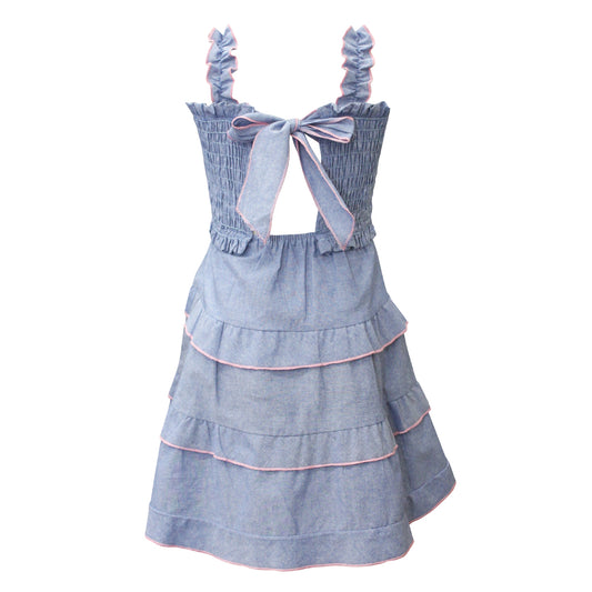 Chambray Tiered Dress