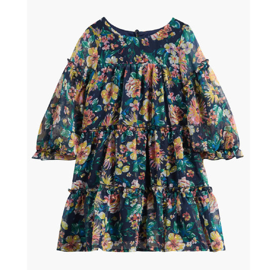 Girls Long-sleeved FLORAL MESH DRESS
